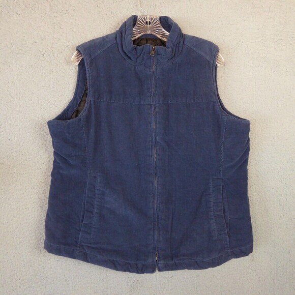 North River Outfitters Vest Men’s Large Blue Corduroy Quilted Full Zip Pockets - Picture 1 of 8